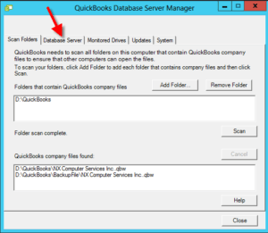 QuickBooks Databse Server Manager - Screenshot