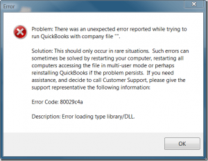 QuickBooks error message 80029c4a - Screenshot